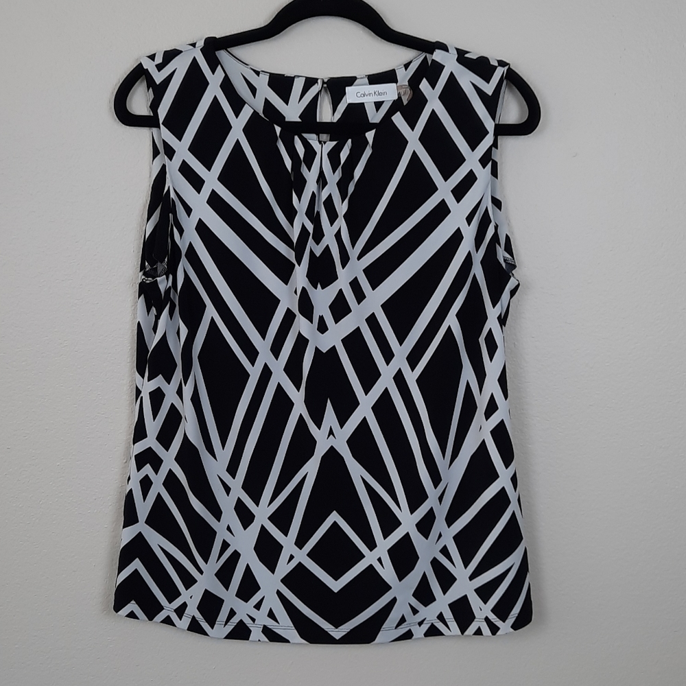 Black & White Satin Look  Calvin Klein  Shell sz L